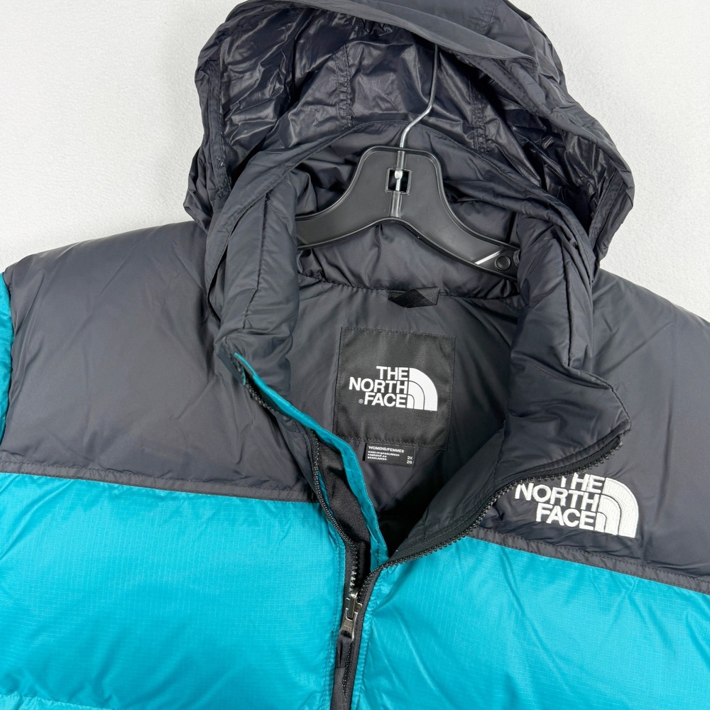 The North Face Nuptse Jacket Size 2X‎ Womens Plus Harbor Blue Hidden Hood NWT - Picture 10 of 14